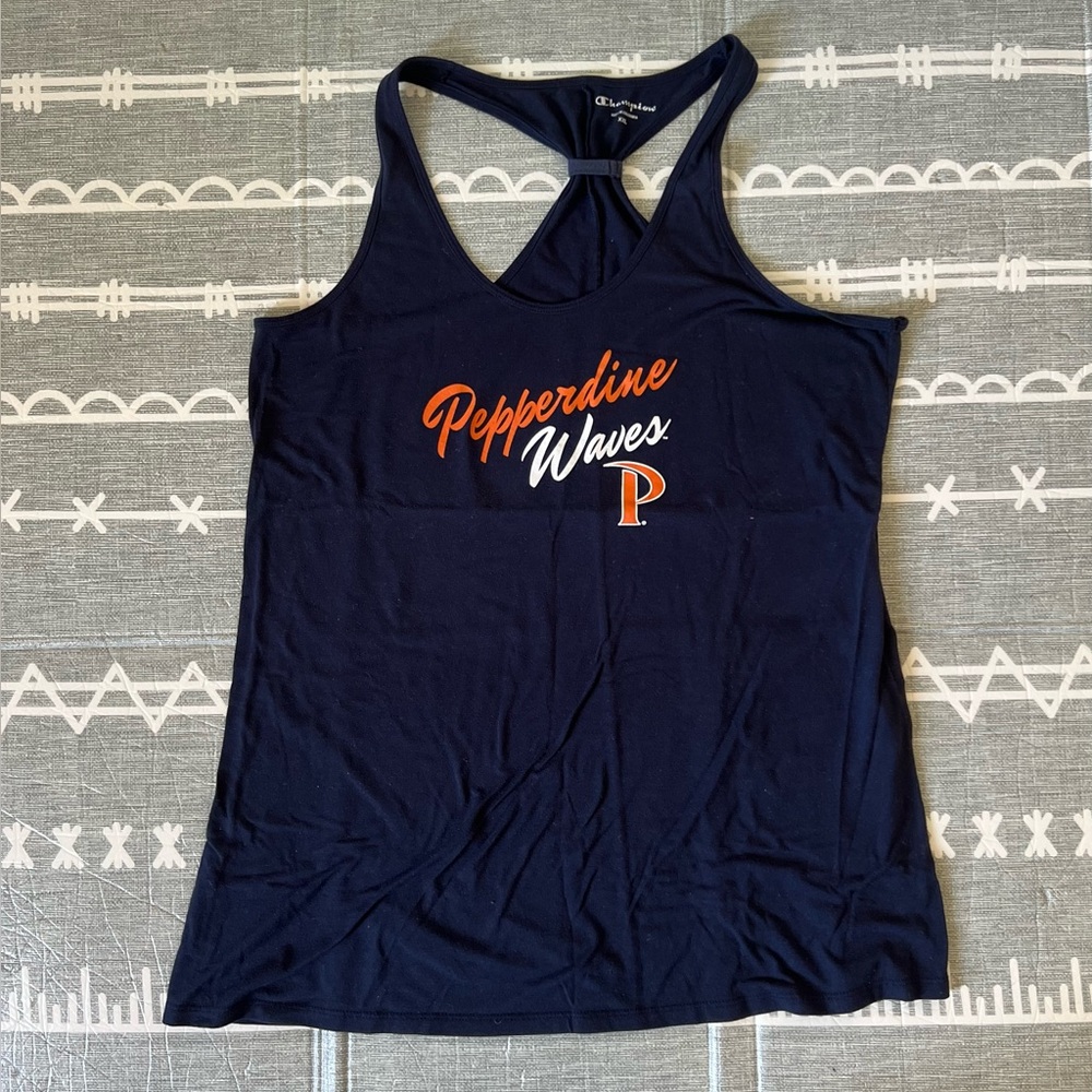 Champion Women's Navy Tank Top, Pepperdine Waves, Size XXL
